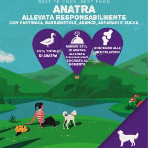 Anatra allevata responsabilmente con pastinaca, barbabietole, arance, asparagi e zucca - cane adulto