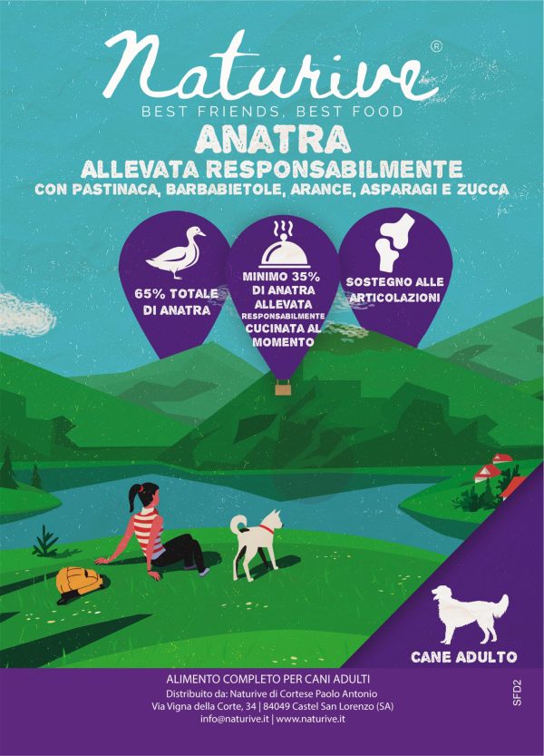 Anatra allevata responsabilmente con pastinaca, barbabietole, arance, asparagi e zucca - cane adulto