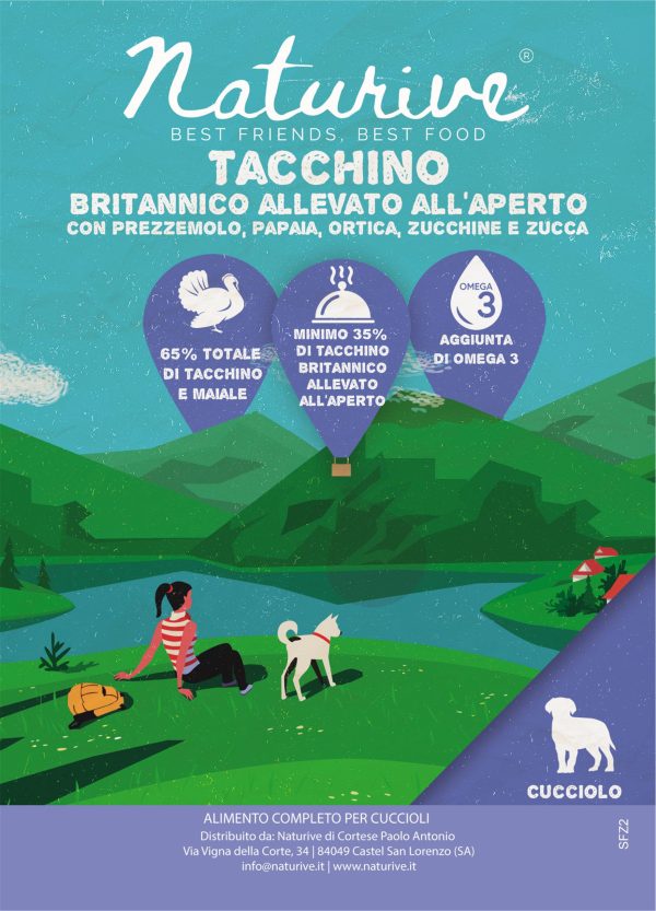 Tacchino allevato all'aperto con prezzemolo, papaia, ortica, zucchine e zucca - cucciolo